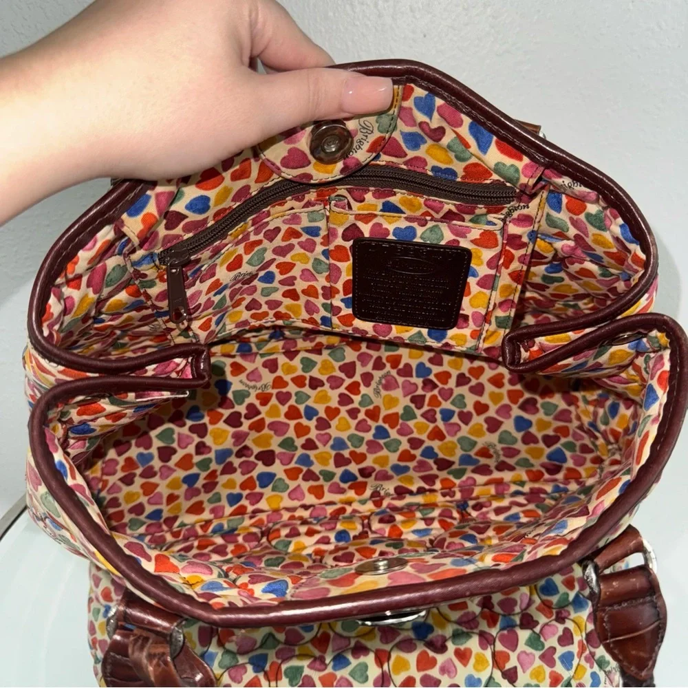 BRIGHTON Multicolor Rainbow Heart To Heart Fabric Quilted Shoulder Bag Purse